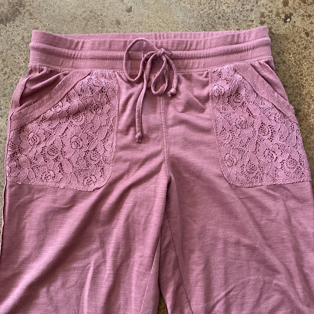 Knox Rose Dusty‎ mauve pink lace pocket super soft jogger pants